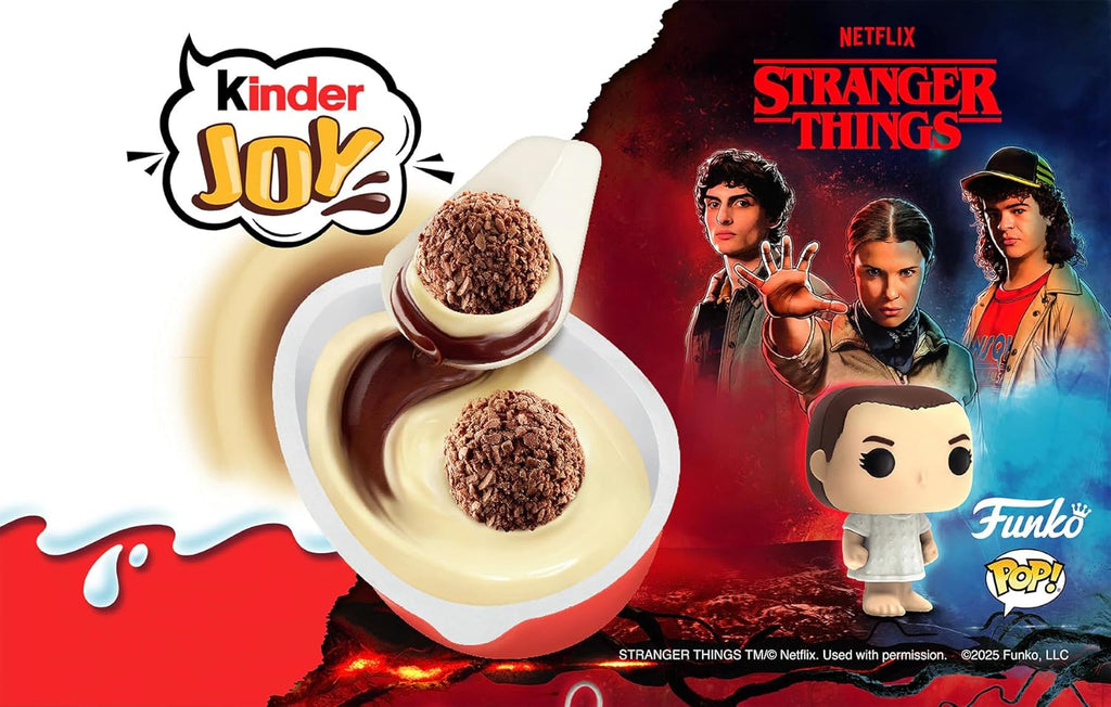 4X Paquete de 3 para Kinder Joy Edición Stranger Things, paquete de 4 con 3 huevos sorpresa cada uno, edición especial de Netflix, 60 g