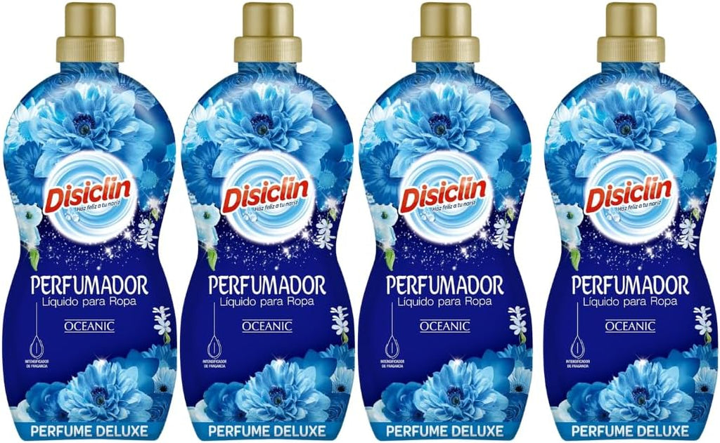Disiclin Perfumador de Ropa Oceanic– Pack de 4 Botellas (144 Lavados) | Aroma Intenso y Elegante, Microcápsulas de Fragancia Duradera, Perfume Concentrado para Lavadora