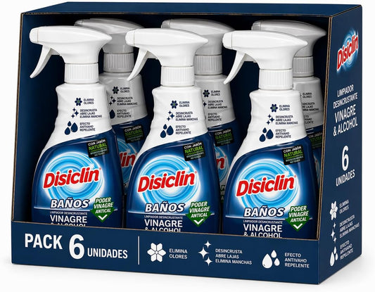 Disiclin Baños Limpiador Desincrustante Vinagre & Alcohol – Pack 6 Unidades