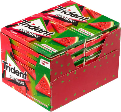 Chicles Trident Senses sabor menta verde y menta piperita sin azúcar - Paquete de 12 envases de 23 g