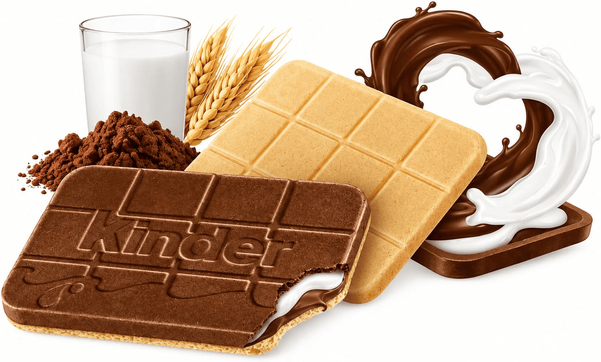 Kinder Cards – Expositor de 30 Unidades, Galleta Crujiente con Cacao y Leche