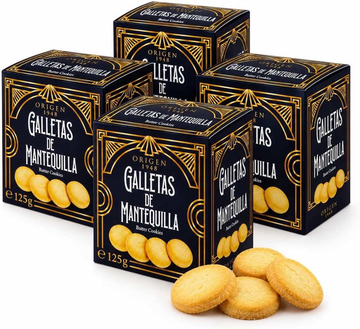 Pack 4 Galletas de Mantequilla 125 g – Galletas Crujientes Clásicas para Desayuno, Merienda y Café – 4 x 125 g