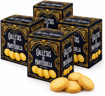 Pack 4 Galletas de Mantequilla 125 g – Galletas Crujientes Clásicas para Desayuno, Merienda y Café – 4 x 125 g