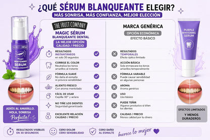 Pack 3 Sérum Blanqueador Dental The Fruit Company 30g | Corrector Violeta Anti Amarillo, Blanqueamiento en 30 Segundos, Menta Refrescante, Seguro para Esmalte