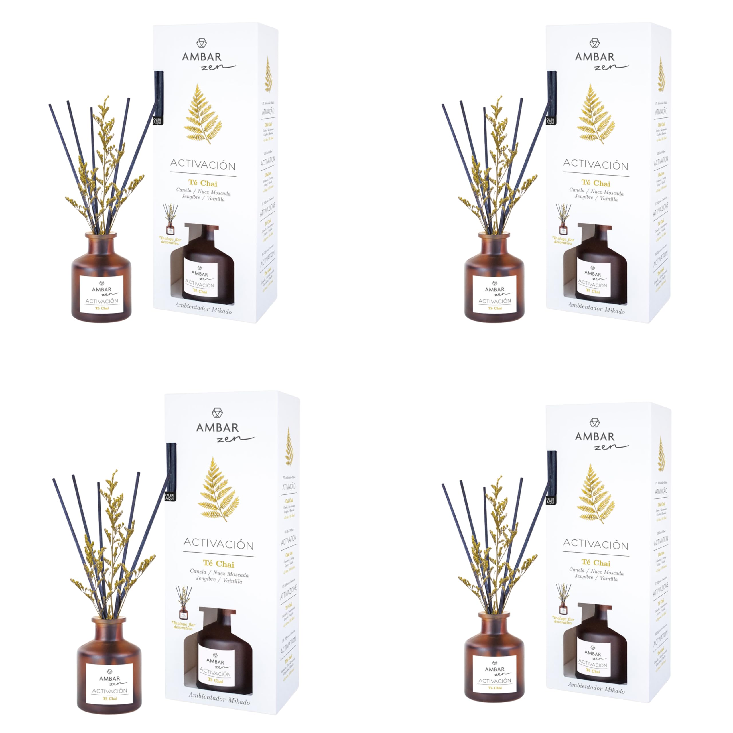 Pack de 4 Mikados Te Chai Ambar Zen