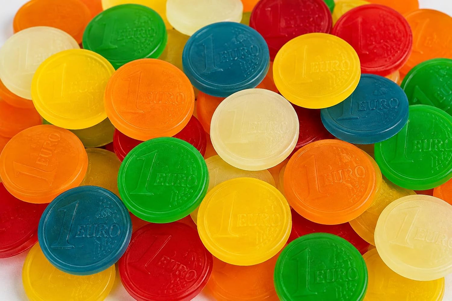 Dulceplus Euros Surtidos 1 kg – Gominolas de Colores con Forma de Moneda – Chuches Blandas Sin Gluten y Halal para Cumpleaños, Fiestas y Candy Bar