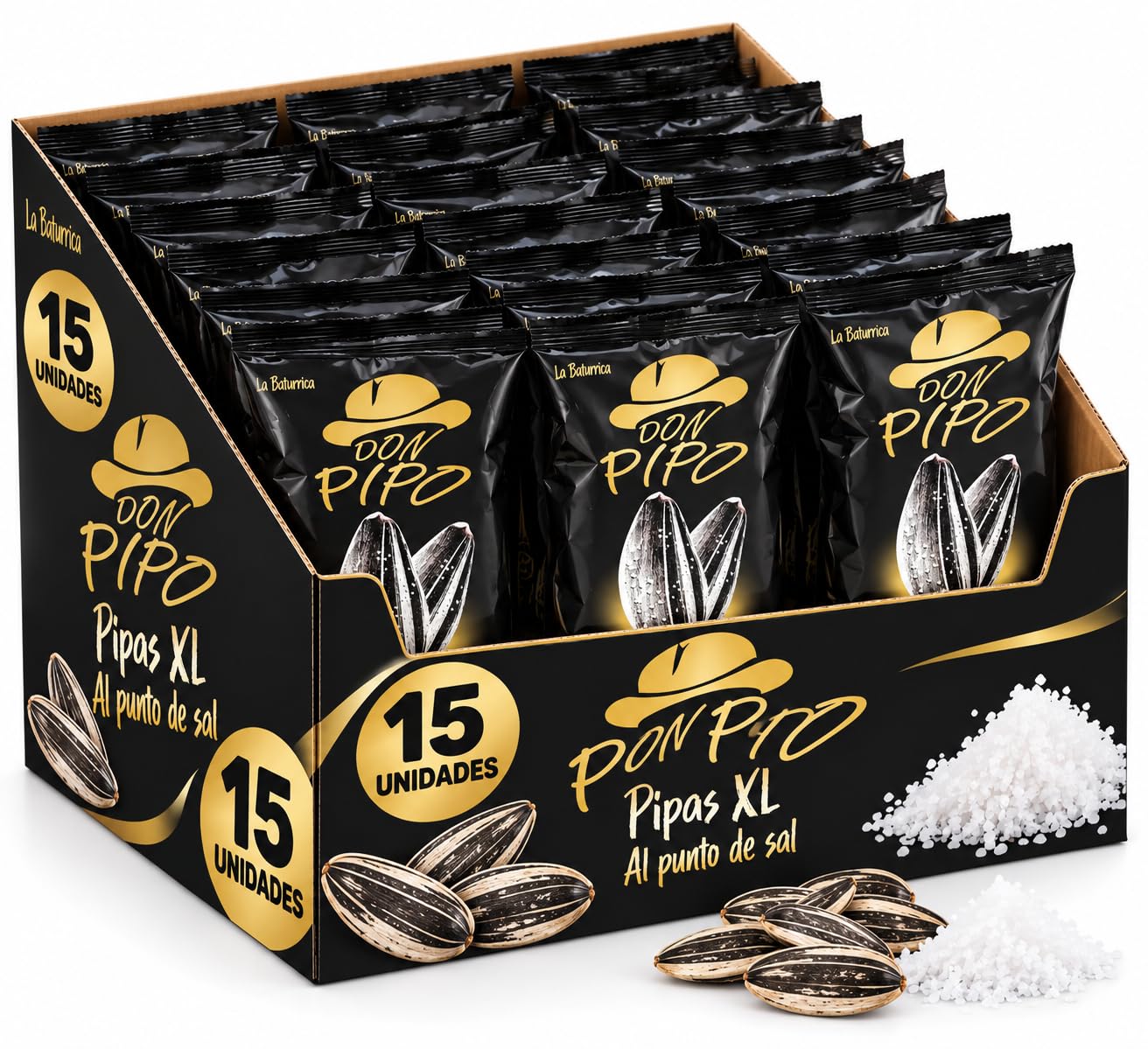 Don Pipo Pipas XL al punto de sal pack de 15 bolsas de 100 g