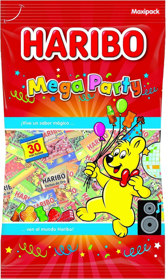 Haribo Mega Party Maxipack 30 Minibolsas | Surtido de Gominolas Haribo Individuales para Cumpleaños, Fiestas, Piñatas y Candy Bar