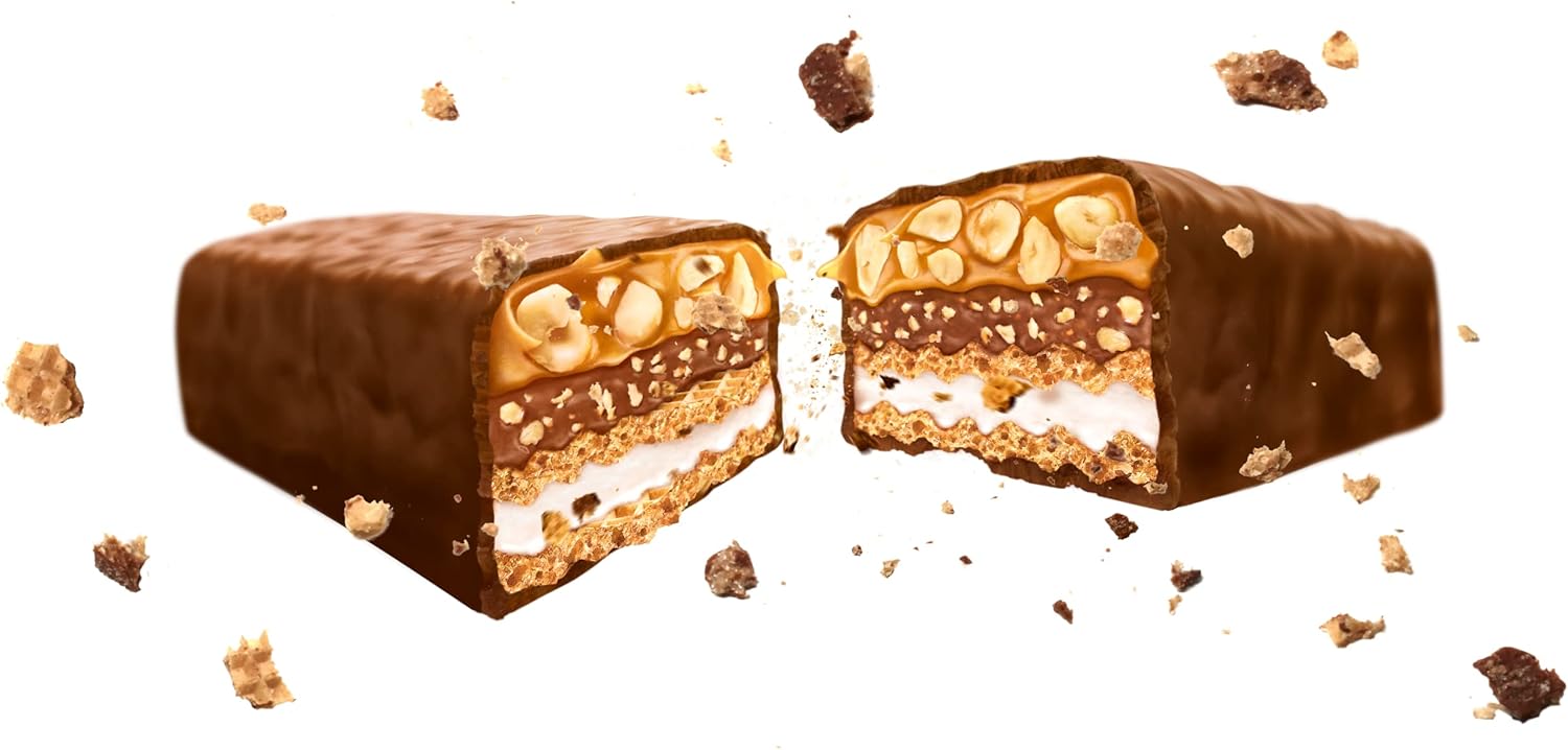 Knoppers Nutbar (24x40g) - Barra de barquillo con crema de leche (14,4%), crema de avellanas (14%), avellanas picadas (13,4%) y caramelo suave (22,2%)