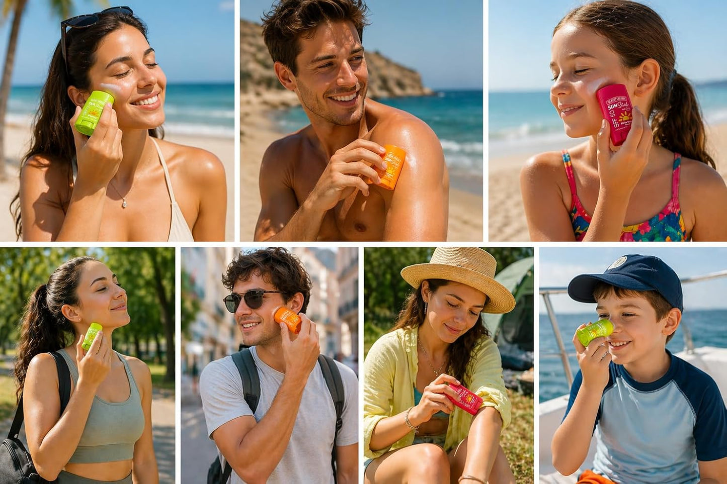 Protector Solar en Stick SPF 50 Pack 3 Sabores 60g – Coconut, Tropical y Watermelon | The Fruit Company Sun Stick Alta Protección UVA