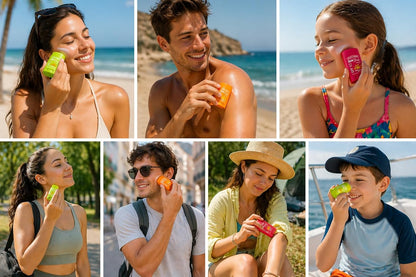 Protector Solar en Stick SPF 50 Pack 3 Sabores 60g – Coconut, Tropical y Watermelon | The Fruit Company Sun Stick Alta Protección UVA