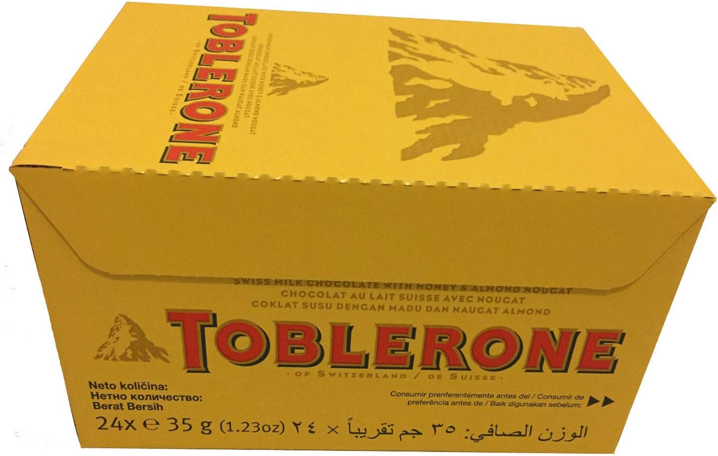 TOBLERONE 24 barras de chocolate con leche suizo , 24 x 35 g