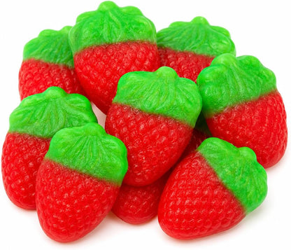 Dulceplus Fresas de Gominola 1 kg | Chuches de Fresa Rojas y Verdes, Sin Gluten y Halal | Golosinas para Cumpleaños, Piñatas, Candy Bar y Fiestas