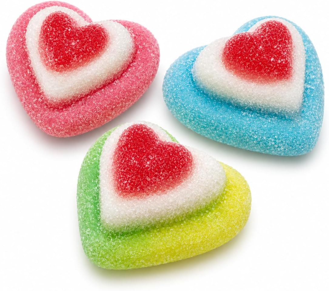 Dulceplus Corazones Tricolor con Azúcar – Gominolas de Colores con Centro Rojo y Blanco – Golosinas Blandas Sin Gluten y – imagen 2