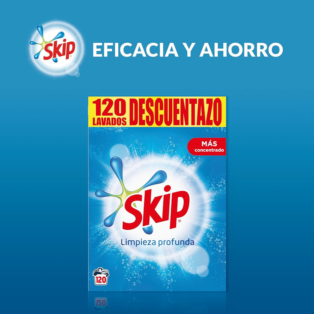 Skip detergente en polvo para la ropa, limpieza profunda 120 lavados