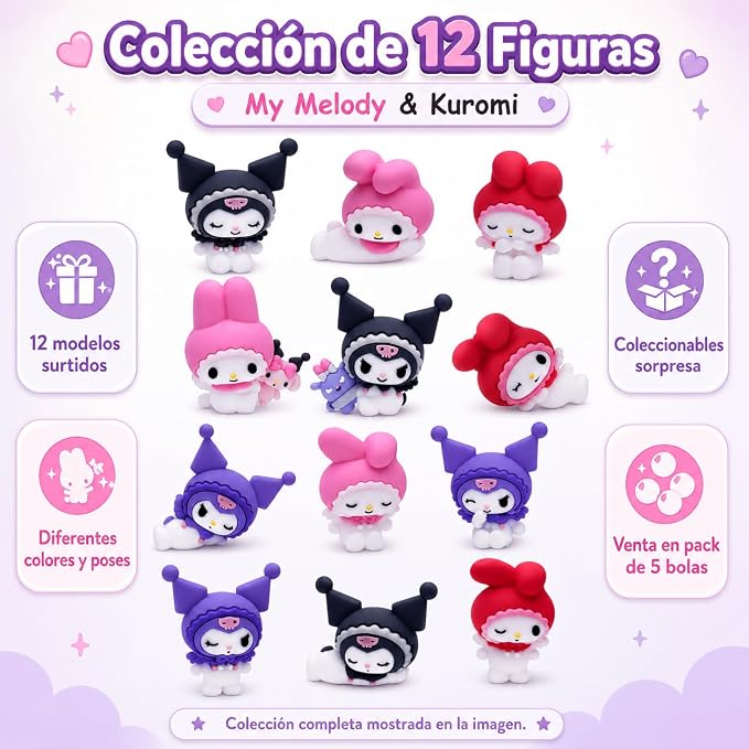 Pack 5 Bolas Hello Kitty and Friends Tutty Frutty Figura Sorpresa