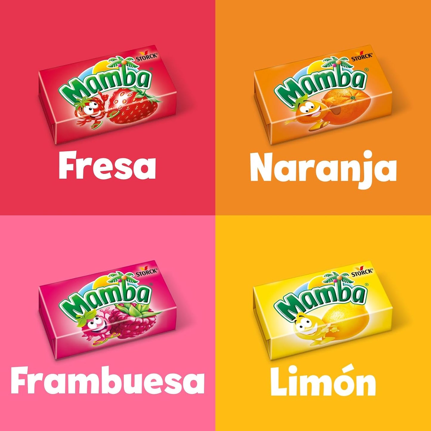 Mamba Caramelos Masticables de Frutas – Pack de 24 Barras – 4 Sabores