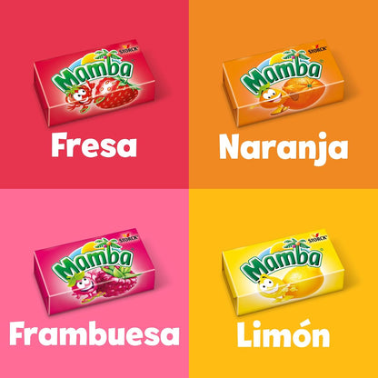 Mamba Caramelos Masticables de Frutas – Pack de 24 Barras – 4 Sabores