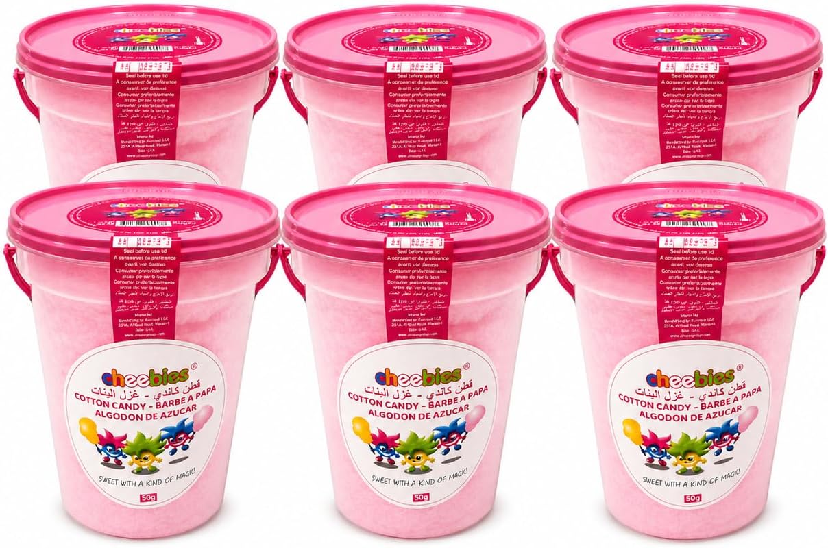 Cheebies Algodón de Azúcar Rosa Pack de 6 x 50 g – 300 g – Golosinas para Fiestas y Cumpleaños
