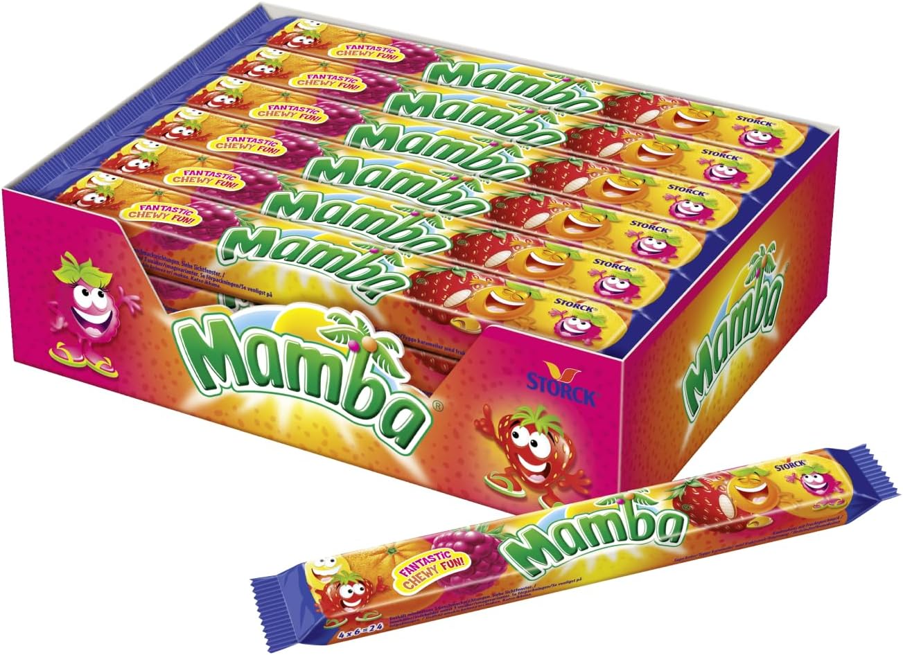 Mamba Caramelos Masticables de Frutas – Pack de 24 Barras – 4 Sabores