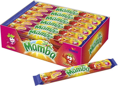 Mamba Caramelos Masticables de Frutas – Pack de 24 Barras – 4 Sabores