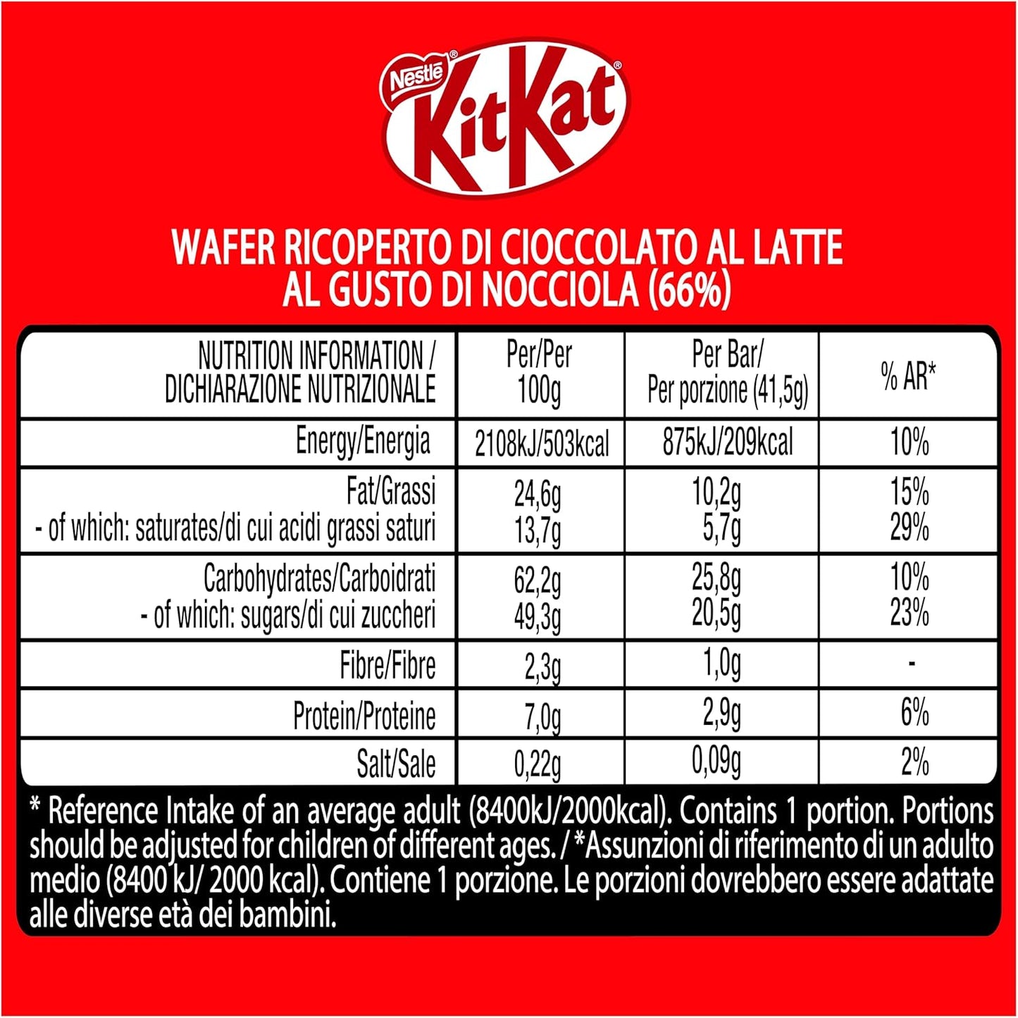 KitKat Hazelnut – Wafer con Chocolate y Avellanas 24x41,5g