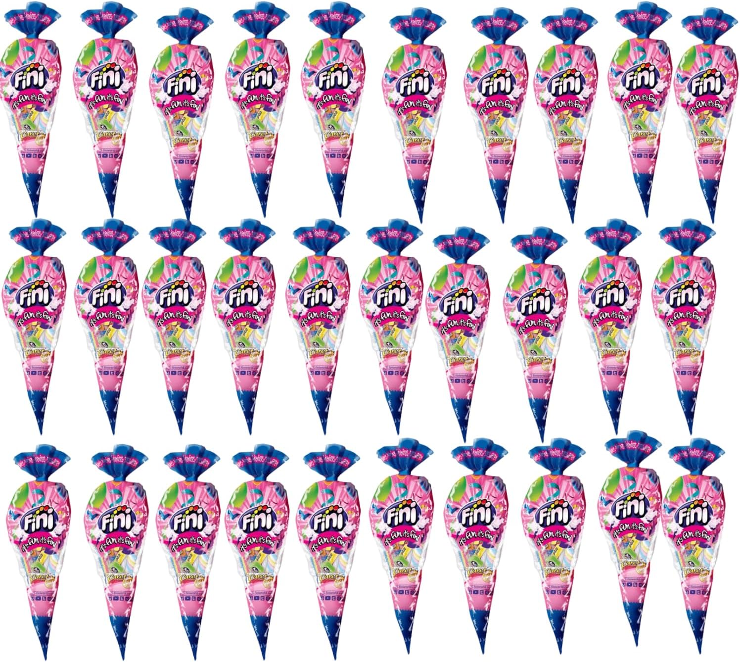 Fini caja de 30 und conos bolsas de cumpleaños chuches