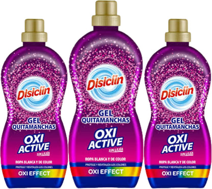 Disiclin Oxi Active Gel Multi-Purpose Stain Remover 3.75L Total - Active Oxygen Cleaner for Clothes, Oxy Upholstery - Remover of Difficult Grease, Wine and Coffee Stains - Deep Cleaning Pack 3