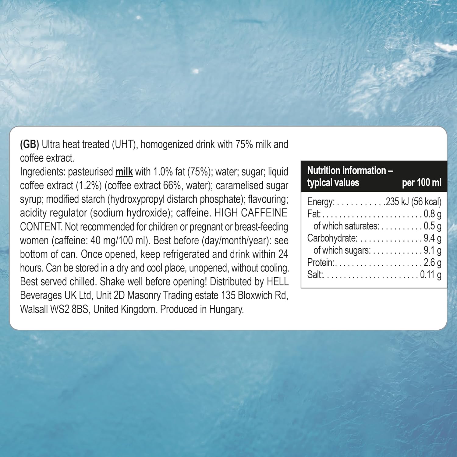 HELL Ice Coffee Cappuccino | 24 latas de 250 ml