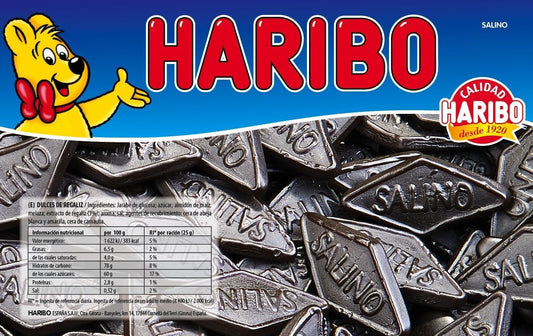 Haribo Salino 1 kg | Caramelos de Regaliz Negro Salado en Forma de Rombo | Golosinas de Regaliz para Fiestas, Candy Bar y Hostelería