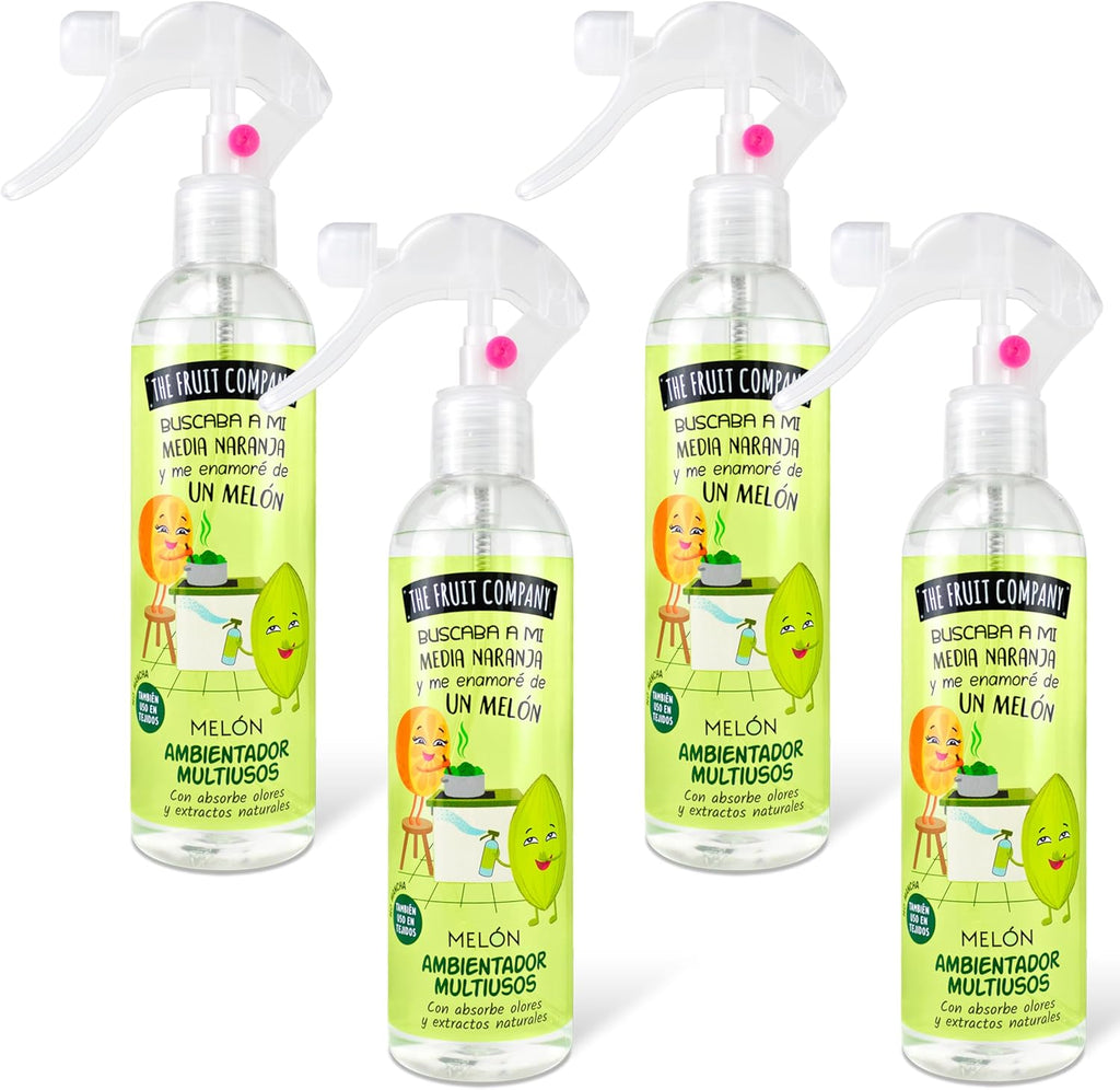 The Fruit Company - Ambientador Spray, Melón, Pack de 4 Unidades de 250ml