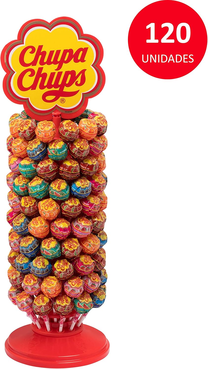 Chupa Chups Original, Caramelo con Palo de Sabores Variados, Rueda de 120 unidades de 12 gr. (Total 1.440 gr.)