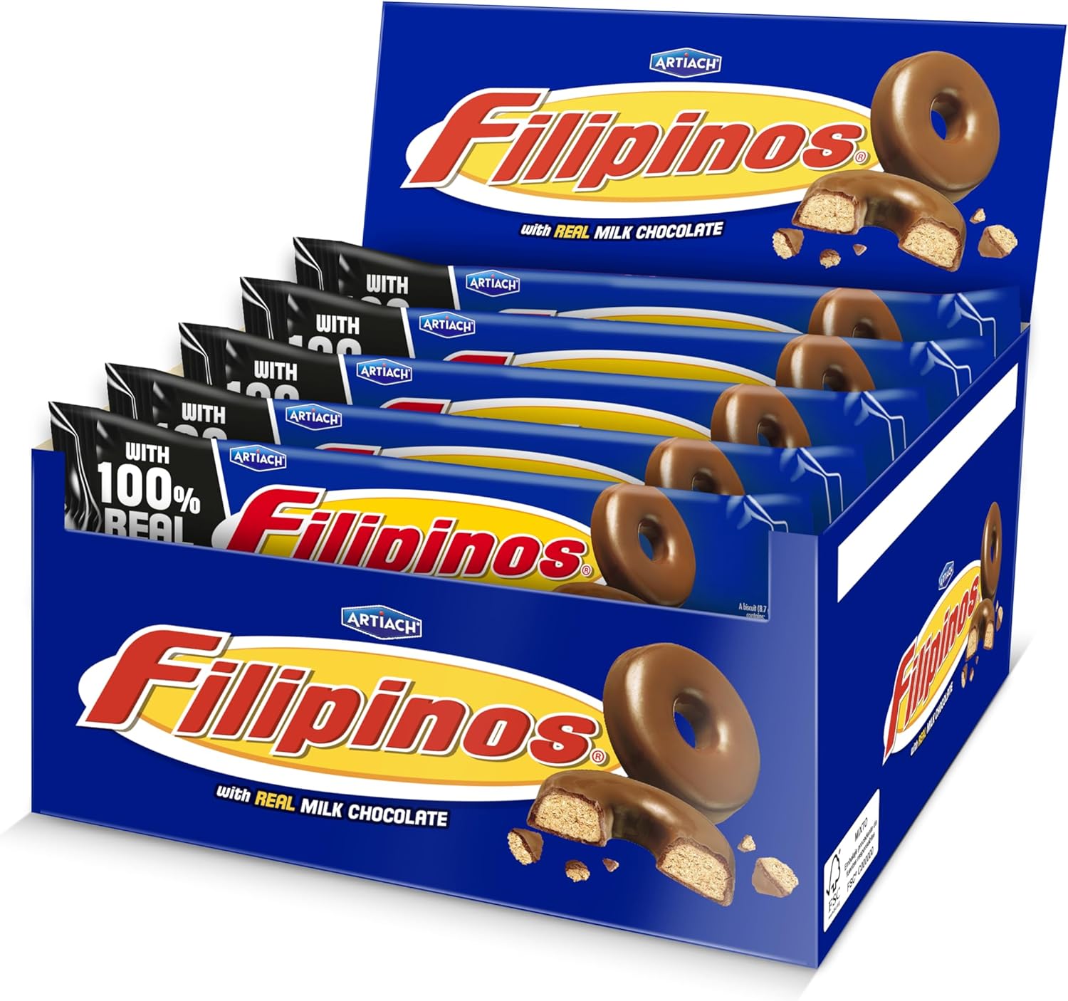 Galletas Filipinos Chocolate con Leche 120 gr (Pack de 12) - Con auténtico chocolate con leche - Artiach