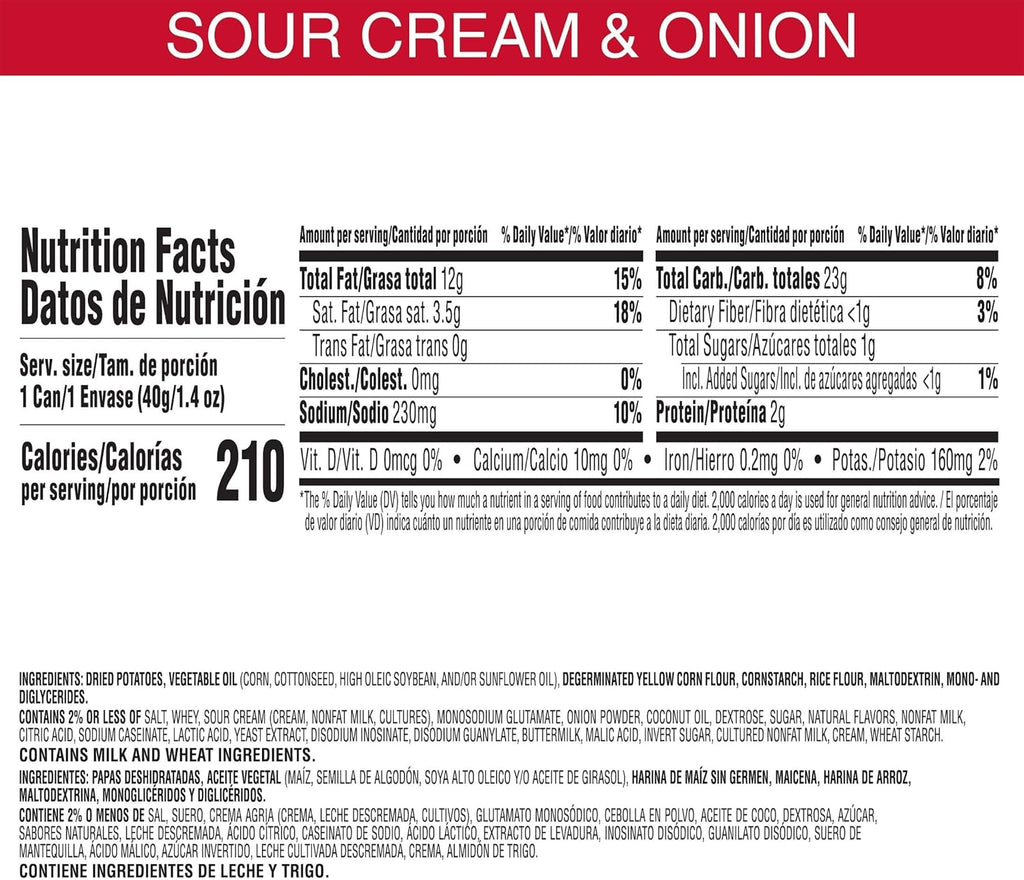 Pringles Sour Cream & Onion – Small Stacks (Pack 12 Unidades)