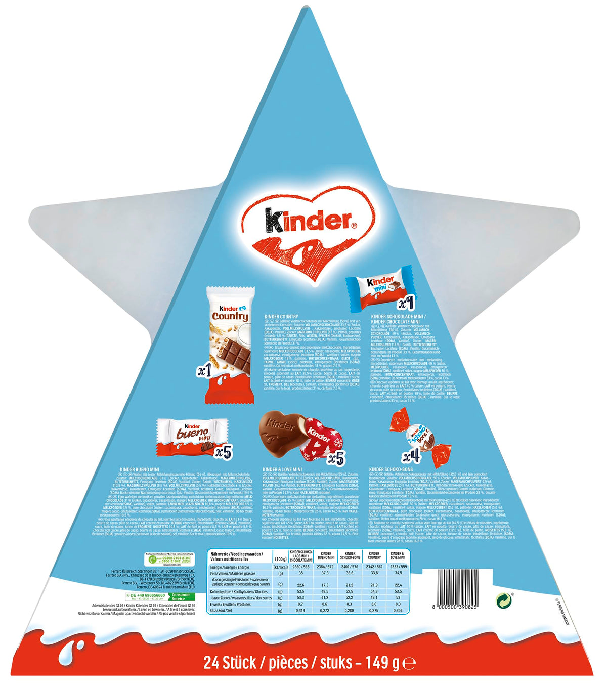 Calendario de Adviento Kinder La Estrella – 149 g