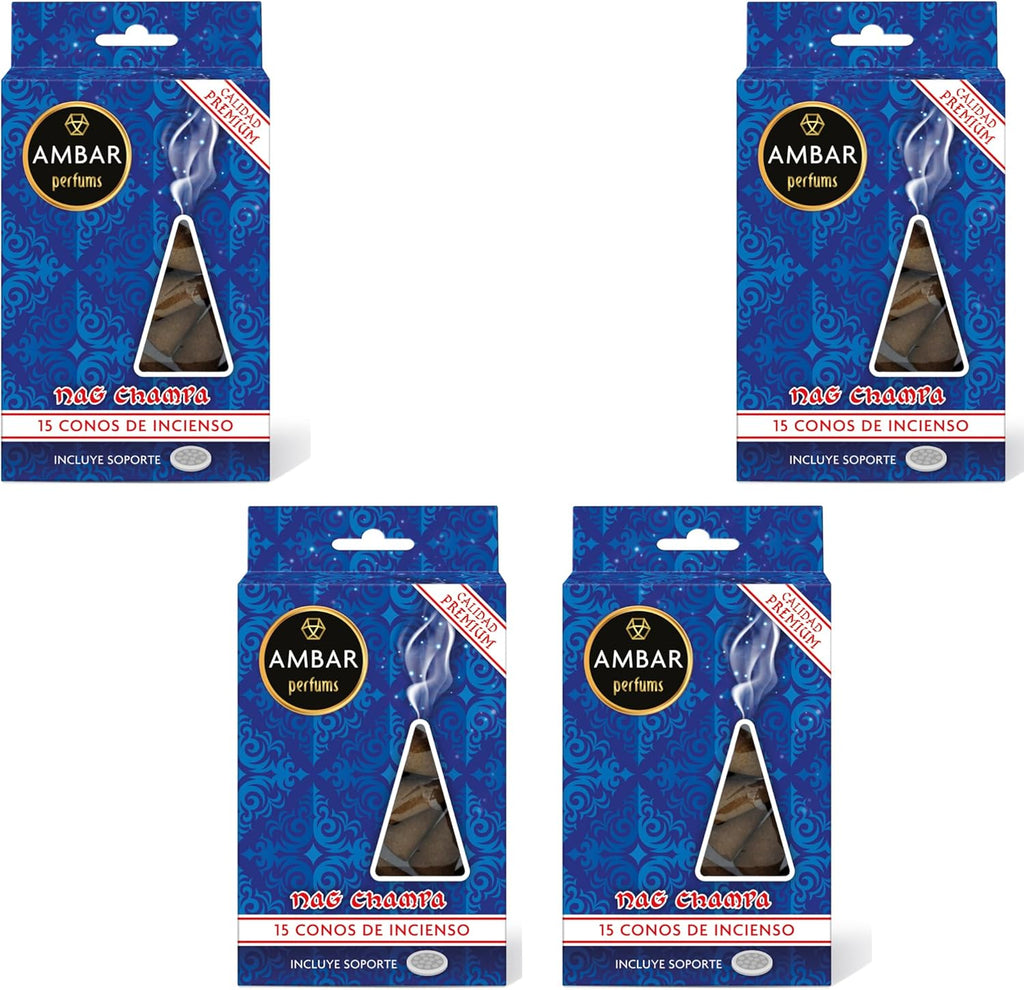 Ambar Perfums Conos de Incienso Nag Champa Pack de 4 60 Total