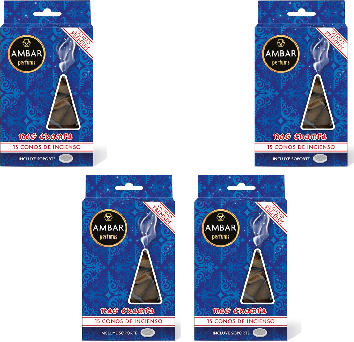 Ambar Perfums Conos de Incienso Nag Champa Pack de 4 60 Total