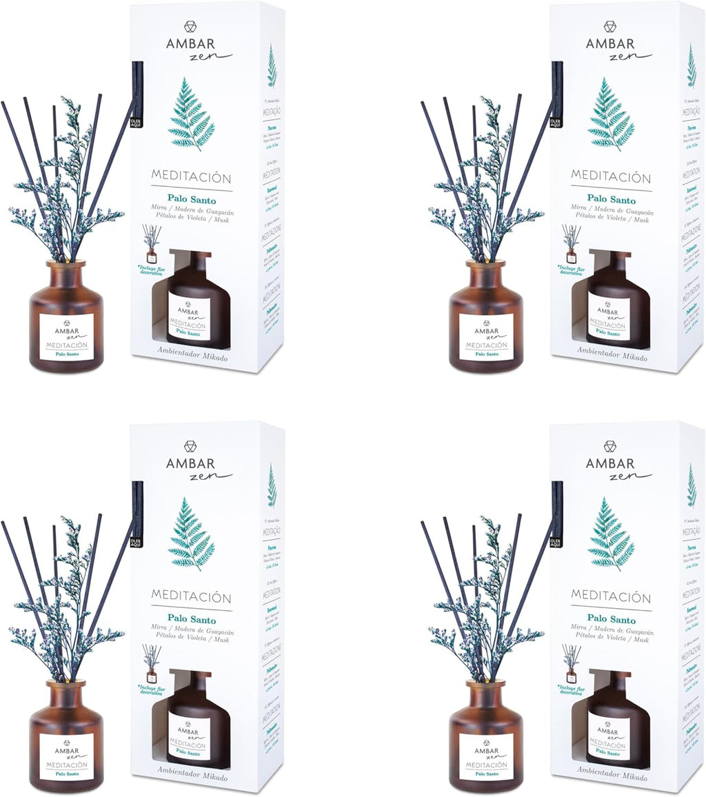 Pack de 4 Mikados Ámbar Zen Palo Santo  40 ml x 4