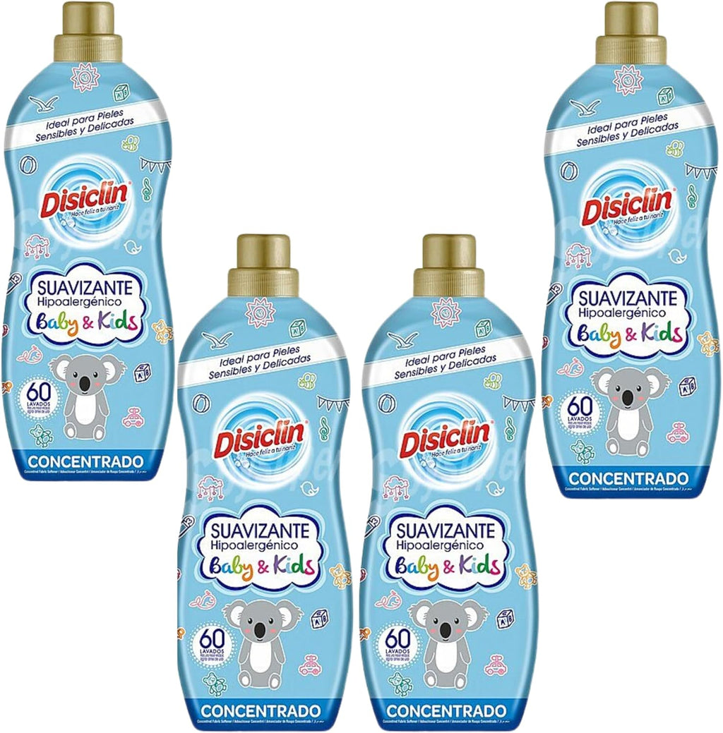 Disiclin Suavizante Concentrado Hipoalergénico Baby & Kids – Pack de 4 Botellas (240 Lavados)