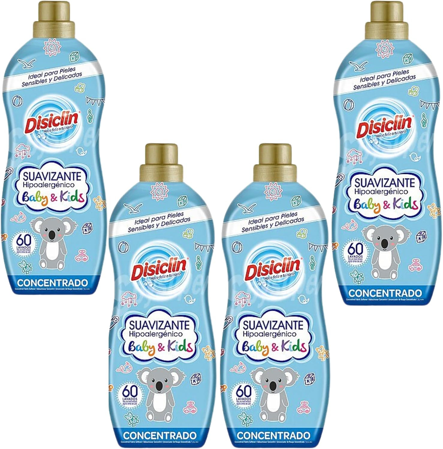 Disiclin Suavizante Concentrado Hipoalergénico Baby & Kids – Pack de 4 Botellas (240 Lavados)