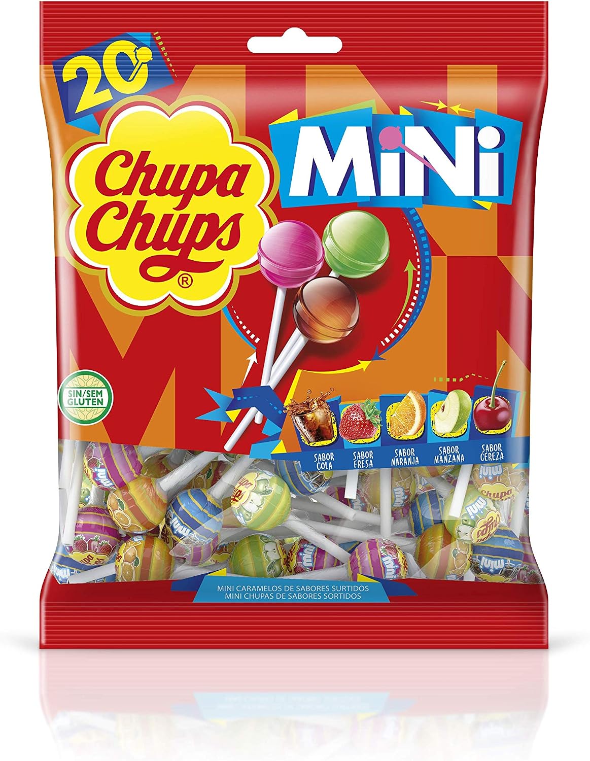 Chupa Chups Mini, Caramelo con Palo de Sabores Variados, 20 x 6 g