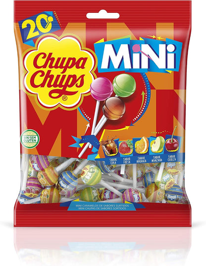 Chupa Chups Mini, Caramelo con Palo de Sabores Variados, 20 x 6 g