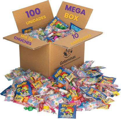 GOLOMINAS COMPANY - 100 Treats - Allergen-Free Pinata Filling - With Drakus Pica Pica Sticks and Clocks- Treats and Candies - For Birthday and Party Bags Fillers -Gluten Free and Milk Free