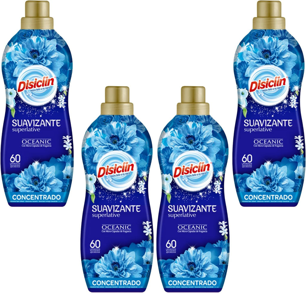 Disiclin Suavizante Concentrado Oceanic – Pack de 4 Botellas (240 Lavados)