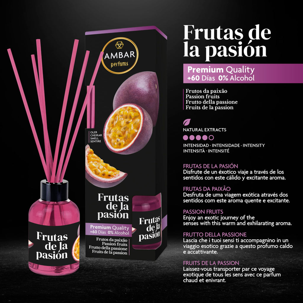 Ambar Perfums Ambientador Mikado Frutos Rojos. Ambientador de Varillas  (Pack 3 uds. x 45 ml)