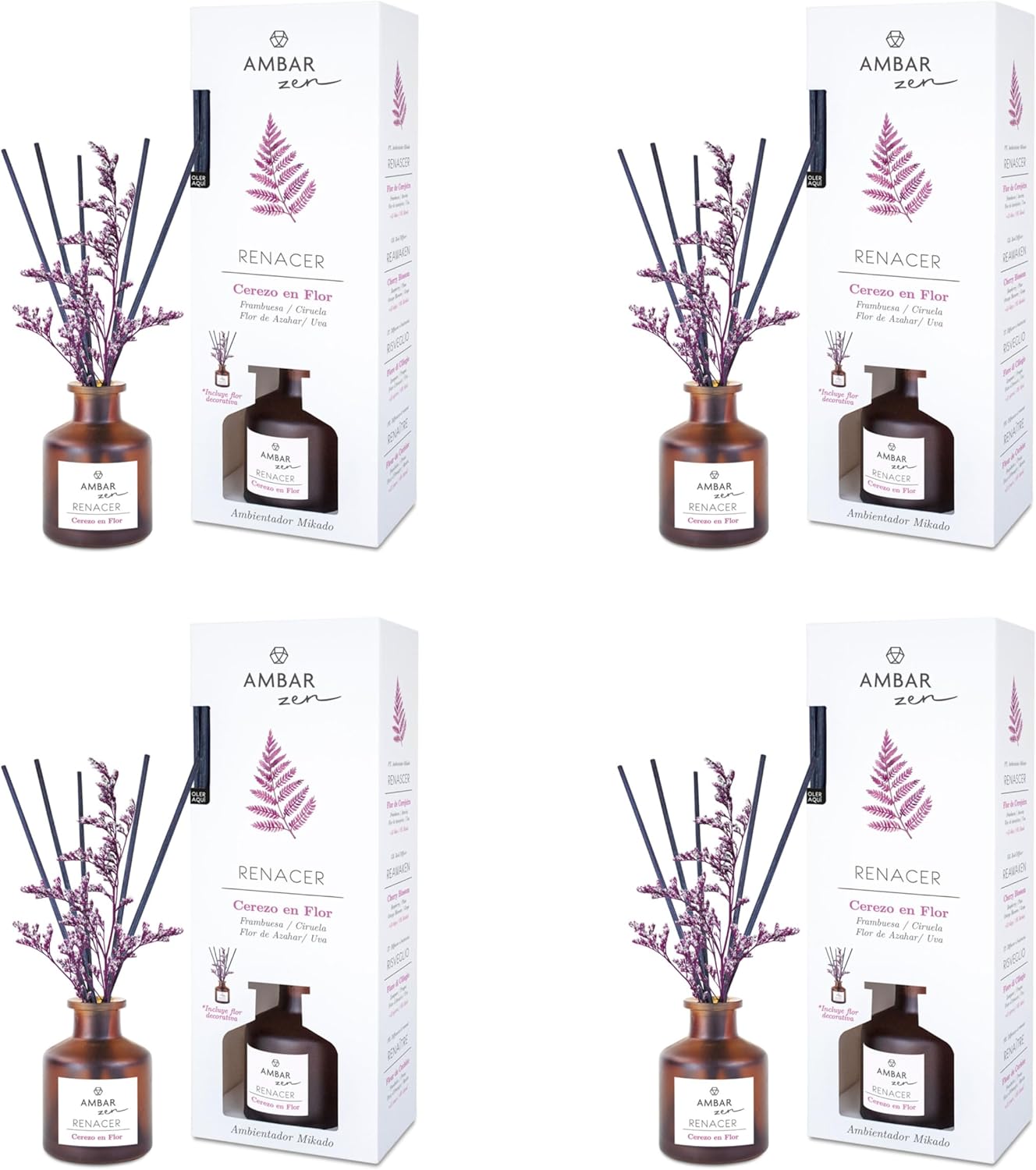 Pack de 4 Mikado Ámbar Zen Cerezo en Flor Renacer x4