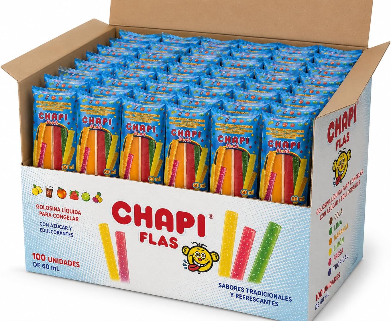 Paquete de 100 flash helados líquidos Chapi Flas de sabores variados varios sabores