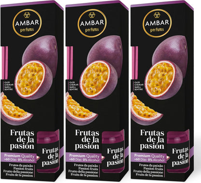 Ambar Perfums Frutas De La Pasión Ambientador Mikado, 50 ml, Pack de 3