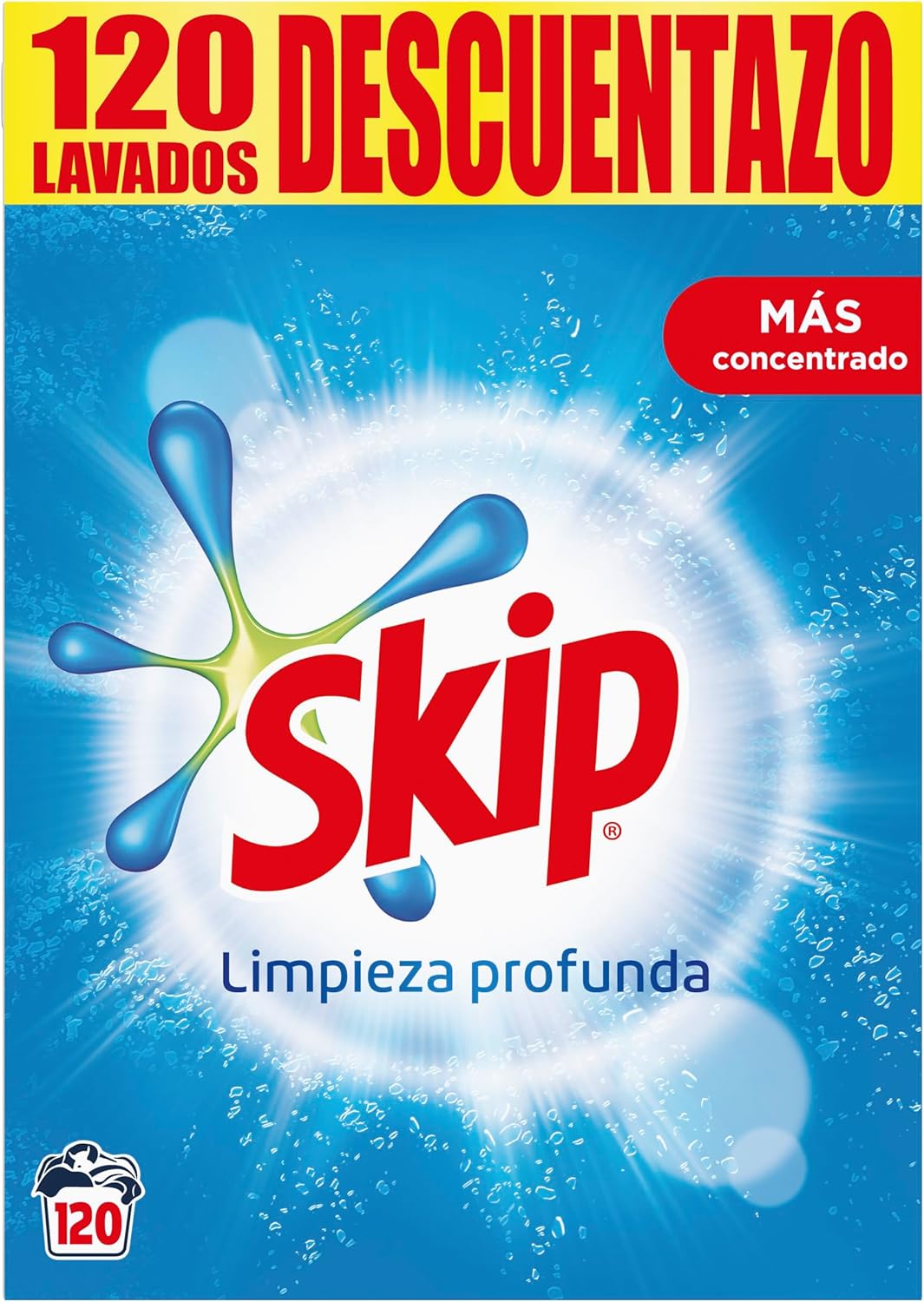 Skip detergente en polvo para la ropa, limpieza profunda 120 lavados