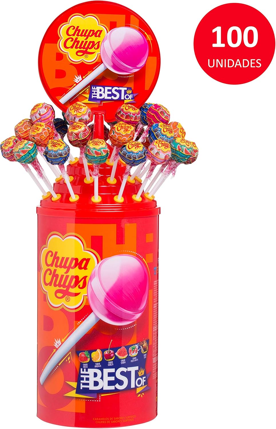 Chupa Chups Original – Tubo Icon Pack 100 Unidades (12 g cada uno)